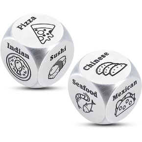 Mens Father Day GIF Anniversary Steel Gift, Dinner Dice Food Dice, Date Night Dice for Couple, 11th Anniversary Wedding Gift for Husband Wife, Birthday Gift for Women Men Fiancee Fiance