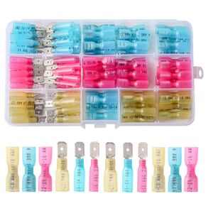 100PCS Heat Shrink Spade Connectors, Electrical Spade Wire Connectors, Female Male Wire Connectors, Quick Disconnect Crimp Connector Kit
