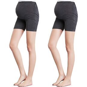 Liang Rou Maternity Belly Support Mini-Ribbed Stretch Safety Short Leggings