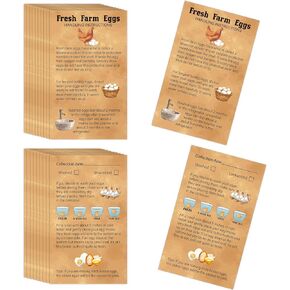 240 Pcs Egg handling instruction cards Fresh farm eggs handling instructions Fresh eggs sign Double-sided printing egg stamps for Eggs cartoons accessories Farm fresh eggs (3.54x2.12inch)