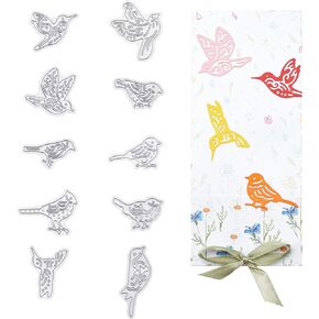 GLOBLELAND 10pcs Metal Bird Cutting Dies Stencils for DIY Scrapbooking Album Decorative Wedding Invitation Card Making