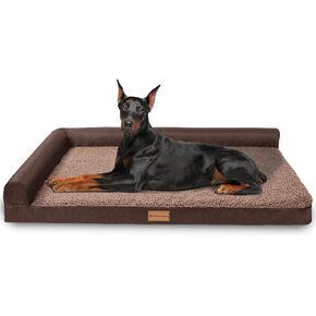 Patas Lague Orthopedic Dog Bed for Medium Dogs 30''X20'', Waterproof L Shaped Medium Dog Sofa Beds with Removable Washable Cover, Soft Pet Couch Bed Mat with Nonskid Bottom, Black