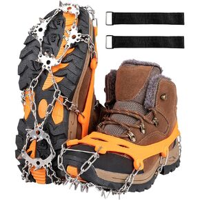 24 Spikes Crampons Ice Cleats Traction Snow Grips for Boots Stainless Steel Spikes Shoes Safe Protect for Fishing, Walking, Climbing or Hiking on Snow and Ice