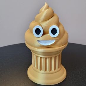 Poop Emoji Trophy - 6" inches Tall - Featuring a Solid Poop Emoji on a Pillar w/Painted Eyes and Mouth - Perfect Award or Gift - Handmade w/Additive Manufacturing (Gold)