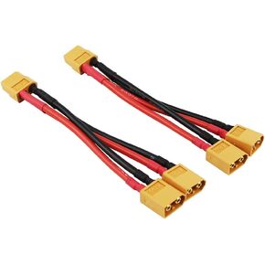 2pcs XT60 2-Male to 1-Female Parallel Adapter Wire Cable 14awg 3.93inch for RC LiPO Battery(Pack of 2)