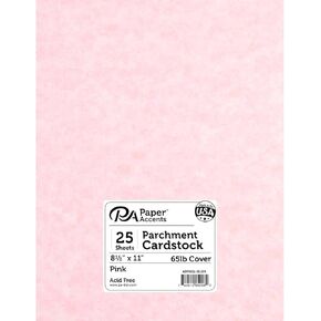 PA Paper Accents Parchment Cardstock 8.5" x 11" Pink, 65lb colored cardstock paper for card making, scrapbooking, printing, quilling and crafts, 25 piece pack