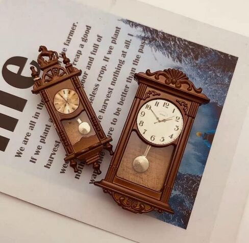 X الساخن الفشار 1:12 ساعة رومانية صغيرة مصغرة ساعة رومانية خمر ساعة حائط صغيرة مصغرة الديكور in Kuwait