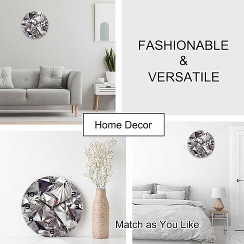 3D Abstract Wall Clock 10 Inch Battery Operated Crystal Clear Background Texture Clock Silent Non-Ticking Modern Clocks for Office Home School Living Room Bathroom in Saudi Arabia