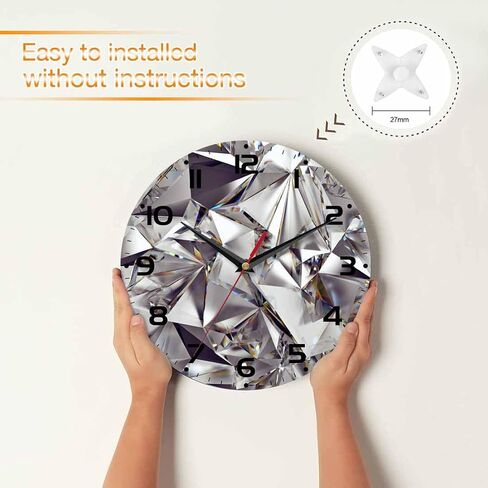 3D Abstract Wall Clock 10 Inch Battery Operated Crystal Clear Background Texture Clock Silent Non-Ticking Modern Clocks for Office Home School Living Room Bathroom in Saudi Arabia