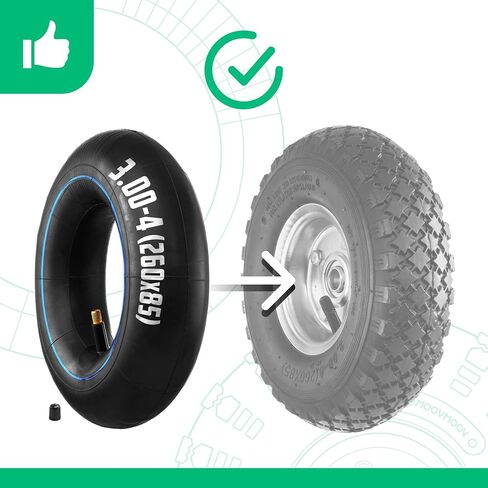 3.00-4 أنابيب داخلية مع صمام مستقيم TR13 (x2) - أنابيب داخلية بديلة 260x85 لشاحنة اليد والعربة ومقطورة الحديقة وغيرها - متوافقة مع إطارات 3.00-4 و260x85 مم in Saudi Arabia