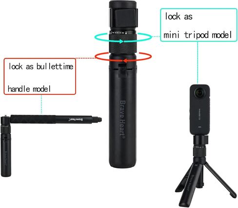 Bullet Time Handle Tripod Multi-Functional Tabletop Fold Tripod for insta360 X4 Insta 360 X3,ONE RS,GO 2,ONE X2,ONE R,ONE X ONE RS Sport Camera Accessories (Black) in Saudi Arabia
