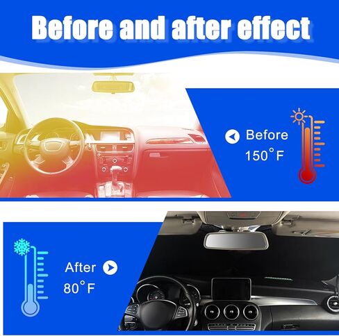 1 PC American Flag Car Windshield Protection, Foldable Vehicle Front Windshield Sun Shade for Blocking UV Ray, Universal Automotive Window Insulation Cover (Red #5.41Ft x 3.11Ft) in Kuwait