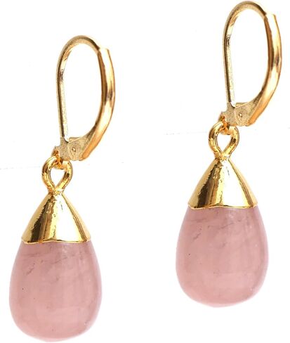 Gempires Green Amazonite Teardrop Earrings, Small Dangle Earrings with Hypoallergenic 14k Yellow Gold Plated Leverback, Everyday Wear, Gift for Mom, Wife, Girlfriend in Kuwait