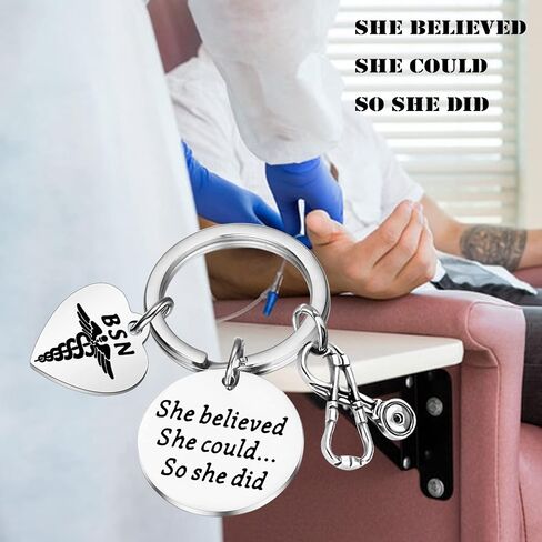 PLITI BSN Bachelor Of Science Nursing Gifts She Believed She Could So She Did BSN Keychain in Saudi Arabia