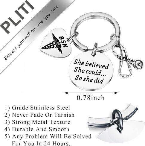 PLITI BSN Bachelor Of Science Nursing Gifts She Believed She Could So She Did BSN Keychain in Saudi Arabia