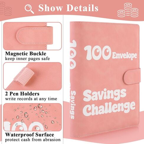 مجلد تحدي توفير المال 100 ظرف، مجلد توفير مقاس A5 مع 25 ظرفًا نقديًا، كتاب التحدي، مجلد الميزانية لتنظيم وتوفير 5050 دولارًا، أخضر داكن in Kuwait