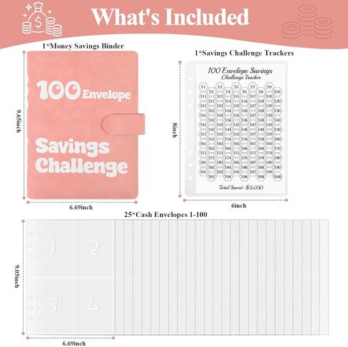 مجلد تحدي توفير المال 100 ظرف، مجلد توفير مقاس A5 مع 25 ظرفًا نقديًا، كتاب التحدي، مجلد الميزانية لتنظيم وتوفير 5050 دولارًا، أخضر داكن in Kuwait