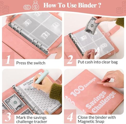 مجلد تحدي توفير المال 100 ظرف، مجلد توفير مقاس A5 مع 25 ظرفًا نقديًا، كتاب التحدي، مجلد الميزانية لتنظيم وتوفير 5050 دولارًا، أخضر داكن in Kuwait