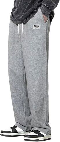 OYOANGLE Men's Jogging Sports Trousers Graphic Patched Drawsting Elastic Waisted Sweatpants with Pockets in Saudi Arabia