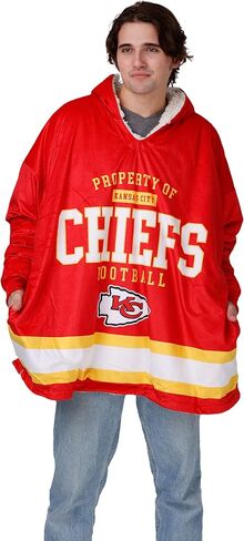FOCO NFL Team Logo Reversible Oversized Sherpa Hoodie Sweatshirt Hoodeez in Saudi Arabia