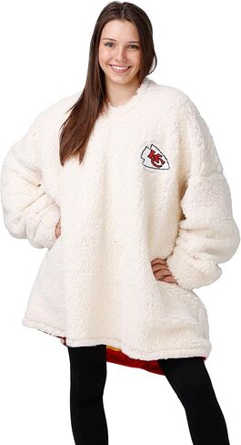 FOCO NFL Team Logo Reversible Oversized Sherpa Hoodie Sweatshirt Hoodeez in Saudi Arabia