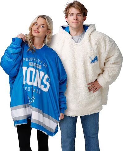 FOCO NFL Team Logo Reversible Oversized Sherpa Hoodie Sweatshirt Hoodeez in Saudi Arabia