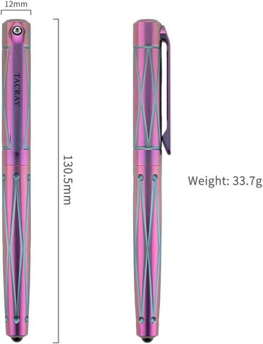 TACRAY Titanium Fountain Pen with Glass Breaker Tool, Deluxe Signature Fountain Pen with B point SCHMID Nib Made in Germany (w/o Ink), Purple Blue Fountain Pen Comes with Black Gift Box in Saudi Arabia