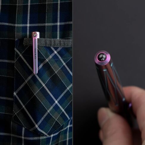 TACRAY Titanium Fountain Pen with Glass Breaker Tool, Deluxe Signature Fountain Pen with B point SCHMID Nib Made in Germany (w/o Ink), Purple Blue Fountain Pen Comes with Black Gift Box in Saudi Arabia
