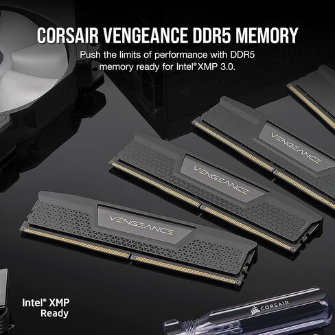 ذاكرة الوصول العشوائي CORSAIR Vengeance DDR5 بسعة 32 جيجابايت (2 × 16 جيجابايت) بسرعة 6000 ميجاهرتز CL36 Intel XMP iCUE المتوافقة مع الكمبيوتر - أسود (CMK32GX5M2E6000C36K) in Saudi Arabia