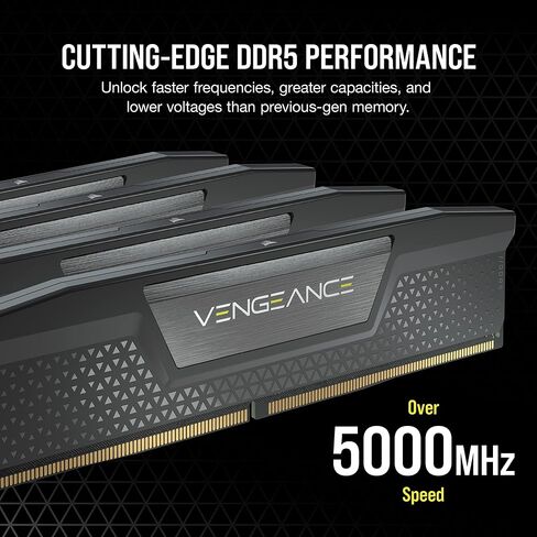 ذاكرة الوصول العشوائي CORSAIR Vengeance DDR5 بسعة 32 جيجابايت (2 × 16 جيجابايت) بسرعة 6000 ميجاهرتز CL36 Intel XMP iCUE المتوافقة مع الكمبيوتر - أسود (CMK32GX5M2E6000C36K) in Saudi Arabia