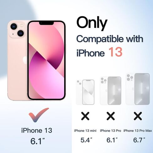 JETech Case for iPhone 13 6.1-Inch, Shockproof Phone Bumper Cover, Solid Color Matte TPU Frame, Anti-Scratch Clear Back (Pink) in Saudi Arabia