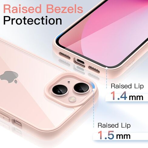 JETech Case for iPhone 13 6.1-Inch, Shockproof Phone Bumper Cover, Solid Color Matte TPU Frame, Anti-Scratch Clear Back (Pink) in Saudi Arabia