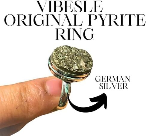 Original Pyrite Ring with Adjustable Size Natural Pyrite Stone - Certified Pyrite Ring Money, Abundance, Wealth, Success and Prosperity - natural healing crystal jewelry for Women & Men in Saudi Arabia
