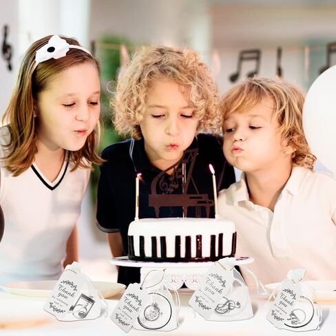 187 Pieces Music Party Favors with Music Notes Silicone Bracelets, Metal Musical Note Keychains, Round Label Stickers, Thank You Tags and Sheer Organza Bags for Music Theme Party Supplies Decorations in Saudi Arabia