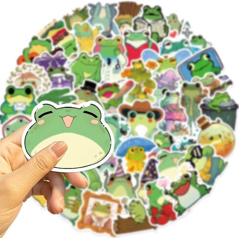 50PCS Frog Stickers Cartoon Vinyl Waterproof Stickers for Laptop,Guitar,Motorcycle,Bike,Skateboard,Luggage,Phone, Gift for Kids Teen Birthday Party in Saudi Arabia