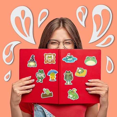 50PCS Frog Stickers Cartoon Vinyl Waterproof Stickers for Laptop,Guitar,Motorcycle,Bike,Skateboard,Luggage,Phone, Gift for Kids Teen Birthday Party in Saudi Arabia