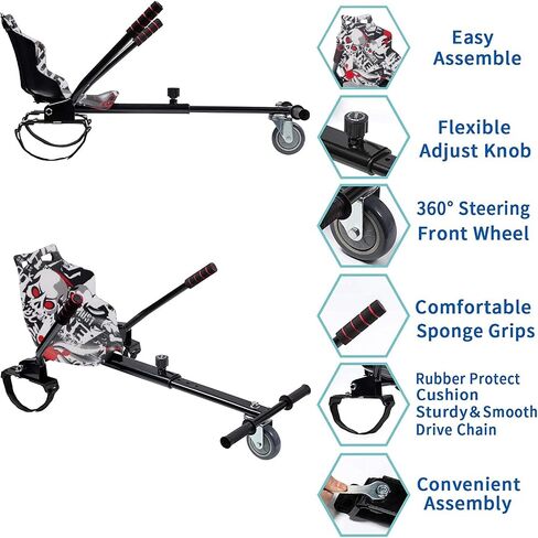 Hoverboard Seat Attachment Go Kart, Hoverboard Accessories with Projector Pattern for 6.5" 8" 10" Self Balancing Scooter Transform Your Hoverboard into Go Kart for Kids or Adults in Saudi Arabia