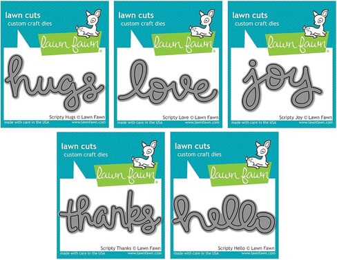 Lawn Fawn - قوالب قطع العشب - حزمة كلمات مكتوبة - العناق، الحب، الفرح، الشكر، مرحبًا - حزمة من 5 عناصر in Saudi Arabia