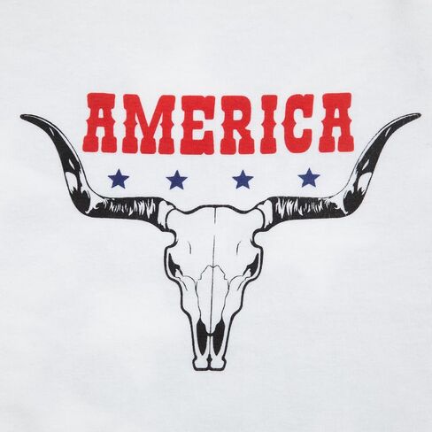 American Flag Shirt Womens Western Cow Skull Tshirt USA Patriotic Tee 4th of July Shirts Vintage America Oversize Tops in Kuwait