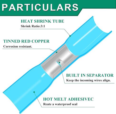 340 قطعة من موصلات المؤخرة المنكمشة بالحرارة، 26-10 AWG موصلات الأسلاك المنكمشة بالحرارة من الدرجة البحرية، مجموعة موصلات الأسلاك الكهربائية النحاسية الحمراء المعلبة، وصلة تجعيد معزولة مقاومة للماء in Kuwait