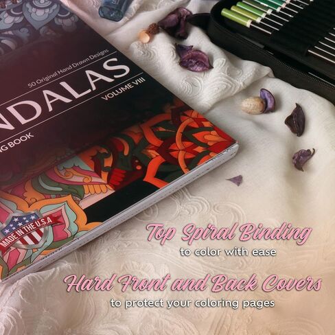ColorIt Mandalas To Color، المجلد السابع كتاب التلوين للبالغين 50 أنماط وتصميمات ماندالا الثقافية، ملزمة حلزونية، مطبوعة في الولايات المتحدة الأمريكية، غطاء كتاب مسطح مسطح، نشاف الحبر in Kuwait