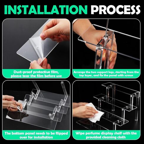 6 Pcs Acrylic Tiered Display Stand 4 Tier 12 Inch Display Riser Perfume Display Stand Large Clear Organizer Shelf for Toys Figures Shot Glasses Cologne Makeup Collectibles Dessert Cupcake in Saudi Arabia