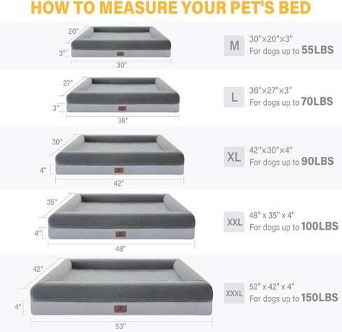 Hygge Hush Dog Beds for Large Dogs, Orthopedic Large Dog Bed Memory Foam Soft Portable Pet Sofa Waterproof Dog Bed Durable Pet Bed with Non-Skid Bottom and Washable Removable Cover Dog Bed for Crate in Saudi Arabia