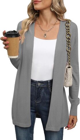 VIISHOW Womens Open Front Lightweight Cardigan Basic Knit Sweater Casual Long Sleeve Shawl Collar Sweaters Coat Soft Outwear in Kuwait