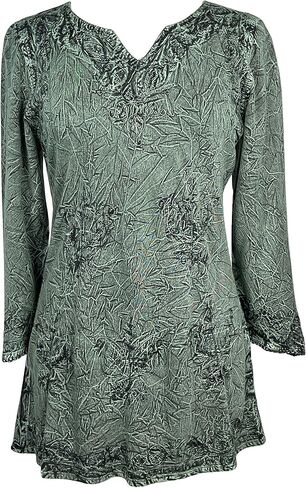 Agan Traders Long Sleeve Diamond Neck Embroidered Tops for Women - Medieval Boho Vintage Tunic Kurta Blouses for Women in Saudi Arabia