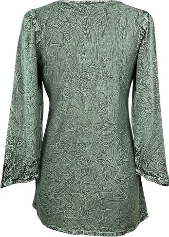 Agan Traders Long Sleeve Diamond Neck Embroidered Tops for Women - Medieval Boho Vintage Tunic Kurta Blouses for Women in Saudi Arabia
