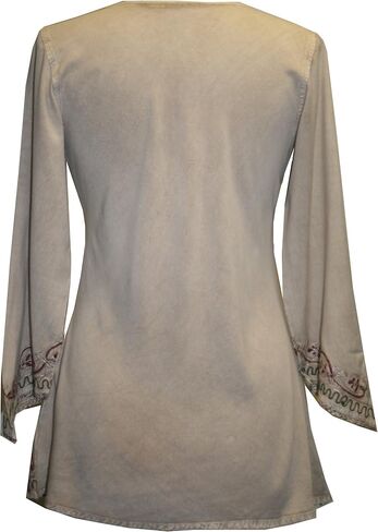 Agan Traders Long Sleeve Diamond Neck Embroidered Tops for Women - Medieval Boho Vintage Tunic Kurta Blouses for Women in Saudi Arabia