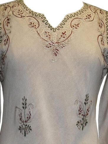 Agan Traders Long Sleeve Diamond Neck Embroidered Tops for Women - Medieval Boho Vintage Tunic Kurta Blouses for Women in Saudi Arabia