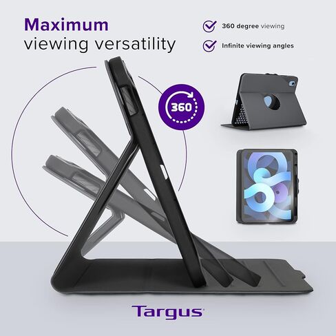 Targus VersaVu iPad 10th Generation Case 2022 iPad 10.9 Inch Case, iPad 10 Case 360 Degree Rotating Military Grade Drop Protection Cover for 10.9" iPad 10th Gen 2022 Magnetic Close, Black (THZ935GL) in Saudi Arabia