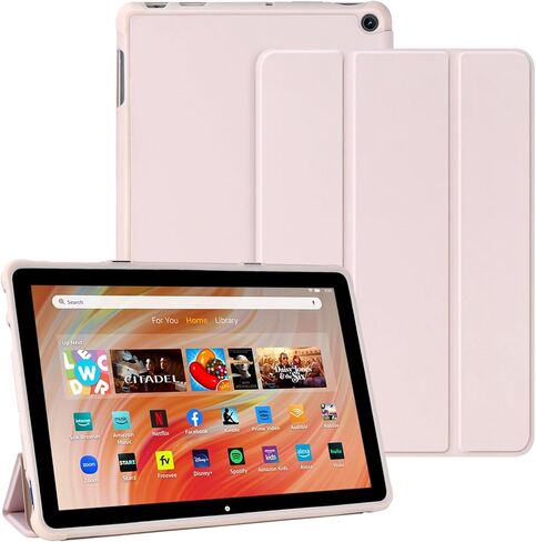 حافظة TQQ لجهاز تابلت Amazon Kindle Fire HD 10 الجديد كليًا (الجيل الثالث عشر، إصدار 2023) مقاس 10.1 بوصة - حافظة نحيفة بحامل ثلاثي الطي لجهاز Amazon Fire Tablet 10 2023 مع تنبيه/غفو تلقائي (وردي) in Kuwait